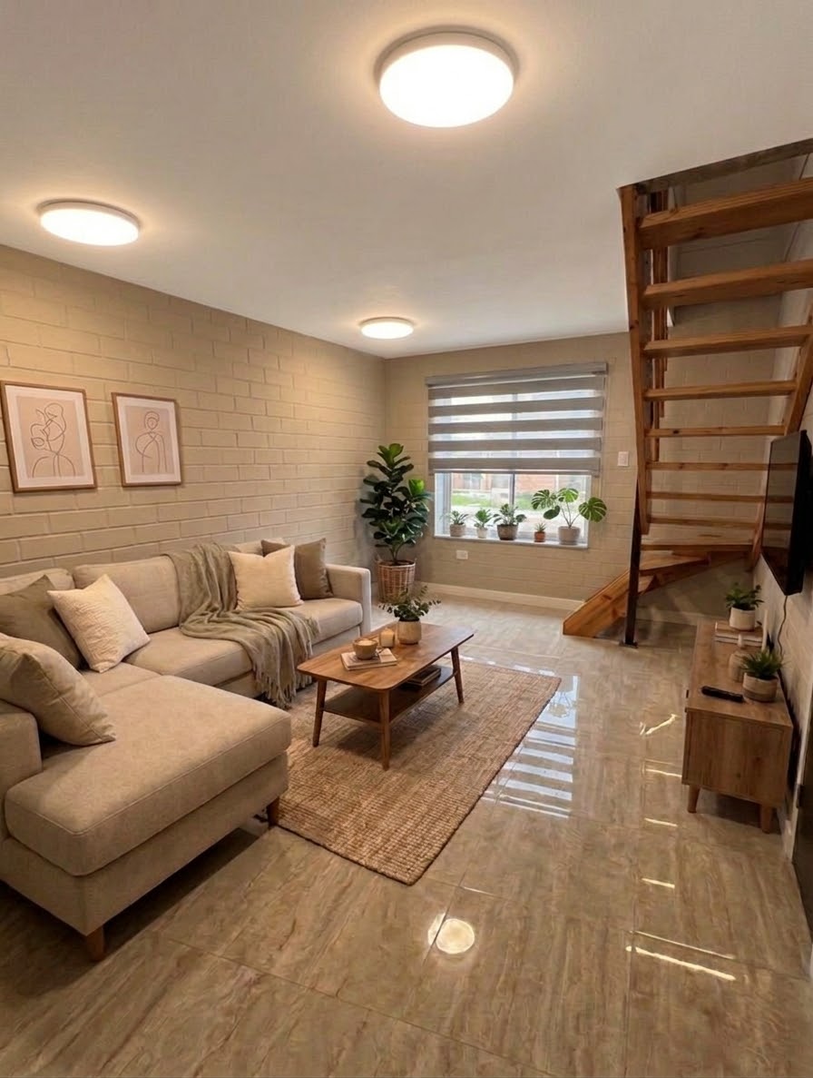Espacio interior amoblado de un proyecto habitacional